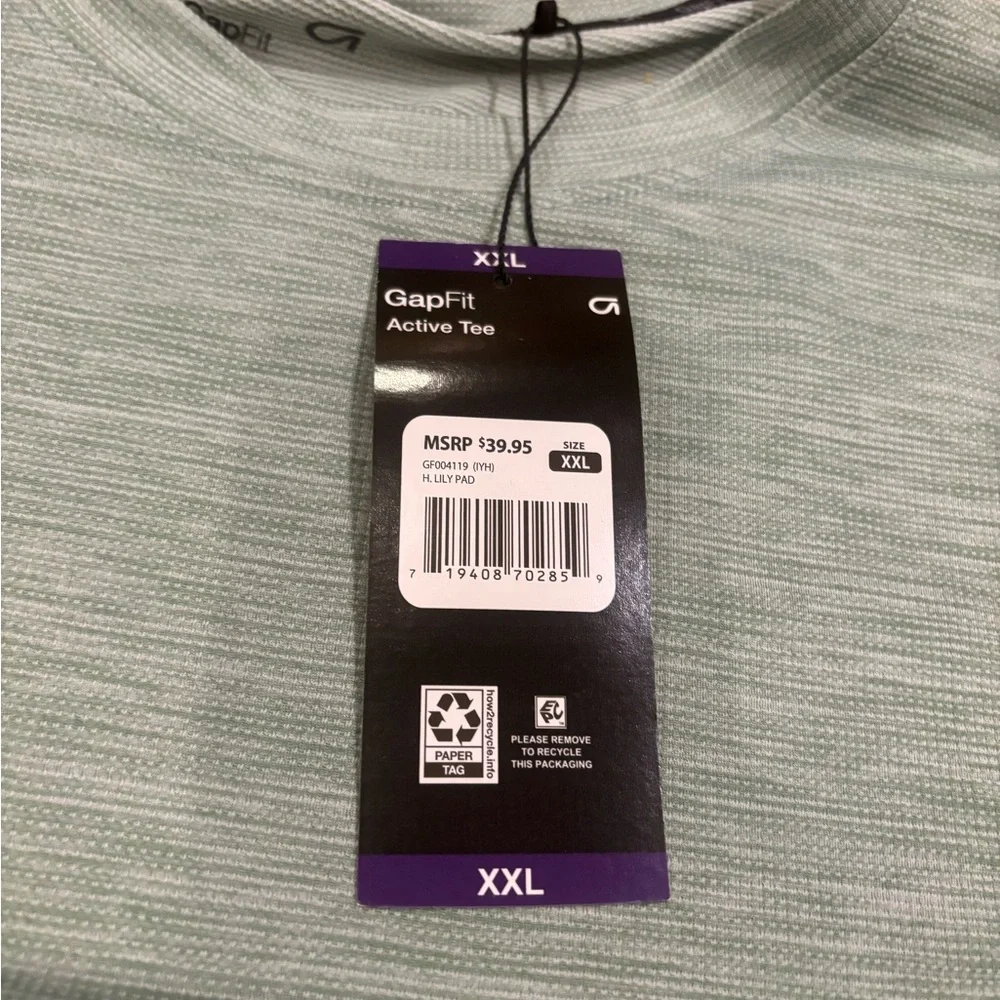 Gap Fit lily pad Green XXL NWT Acrive T shirt Moister Wicking - Picture 3 of 7